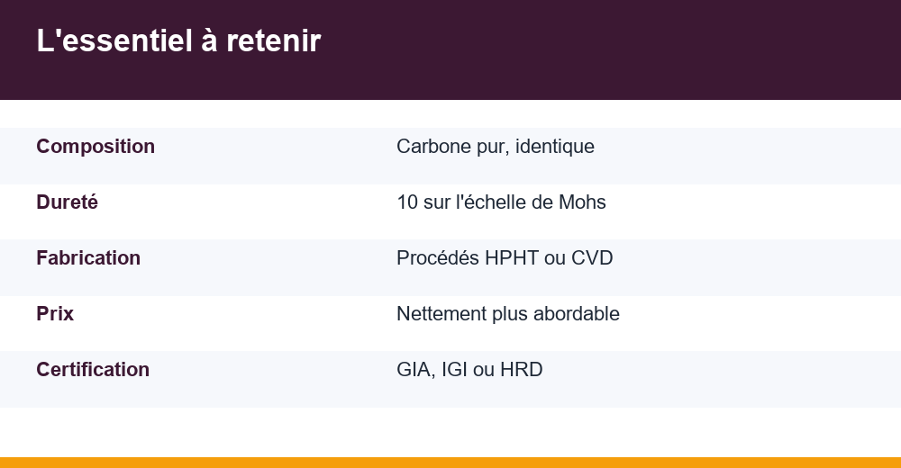 diamant de laboratoire — infographie